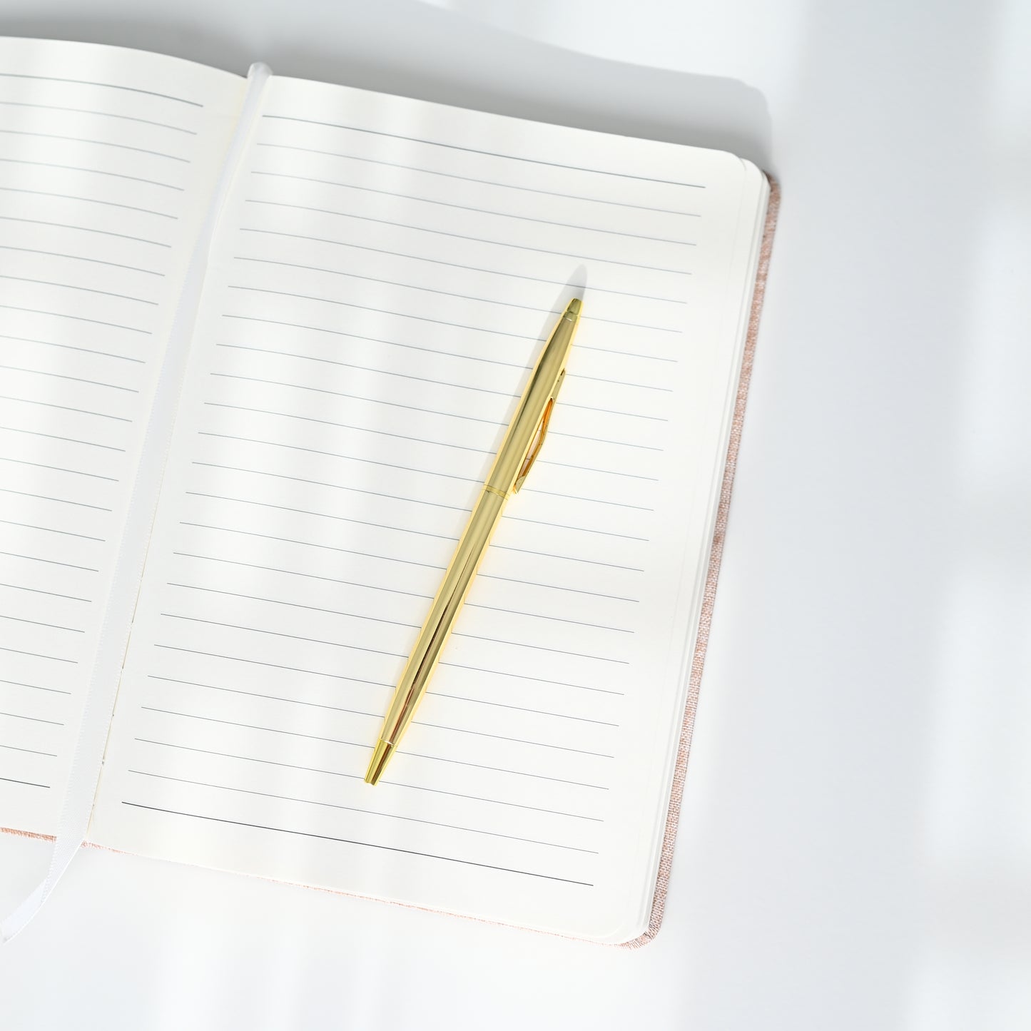 Linen Journal with Gold Pen — Blush Pink
