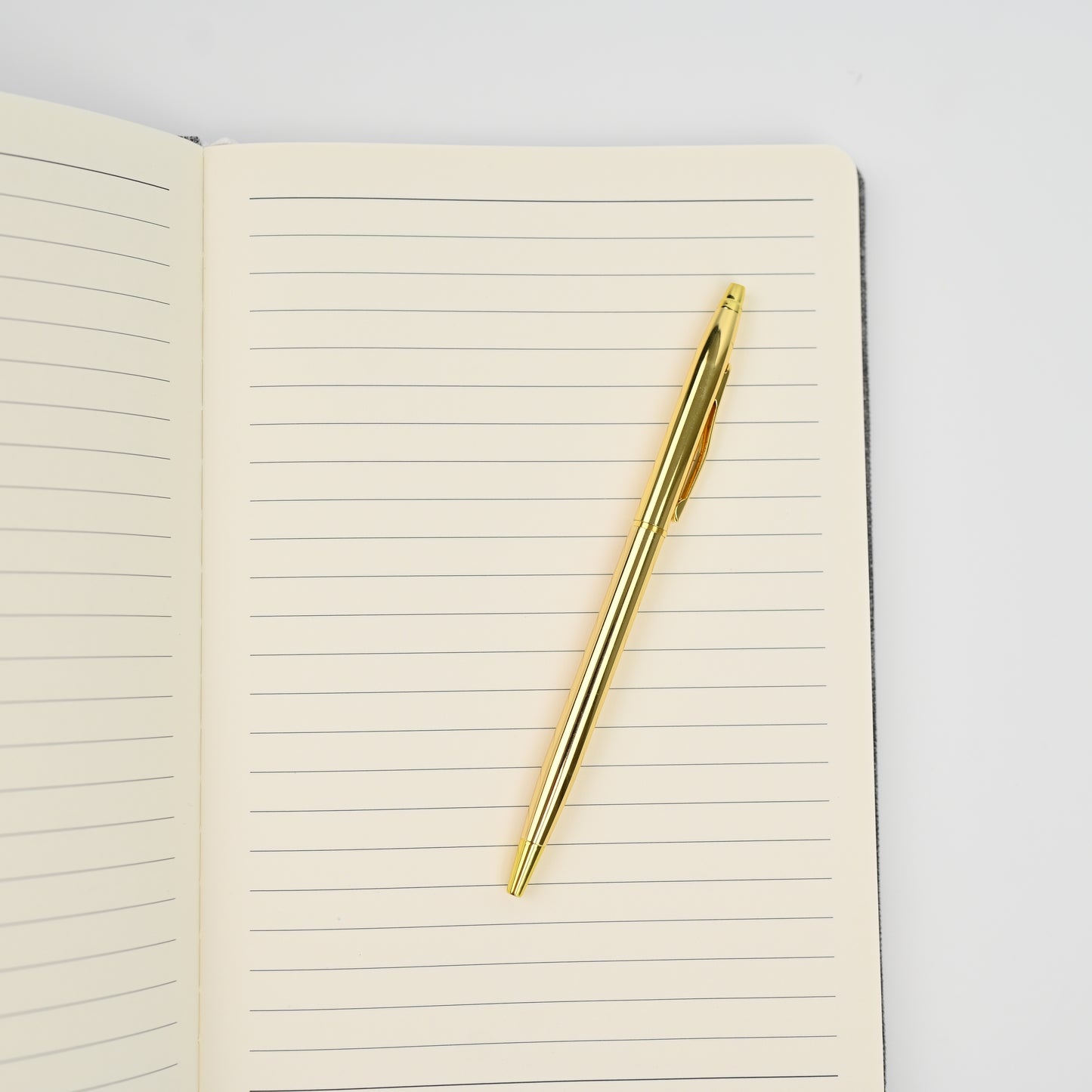 Grey Modern Linen Hardcover Note Book and Gold Pen