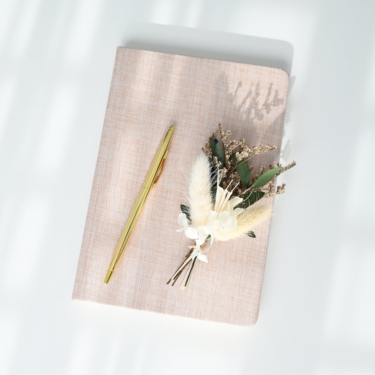 Linen Journal with Gold Pen — Blush Pink