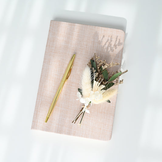 Linen Journal with Gold Pen — Blush Pink