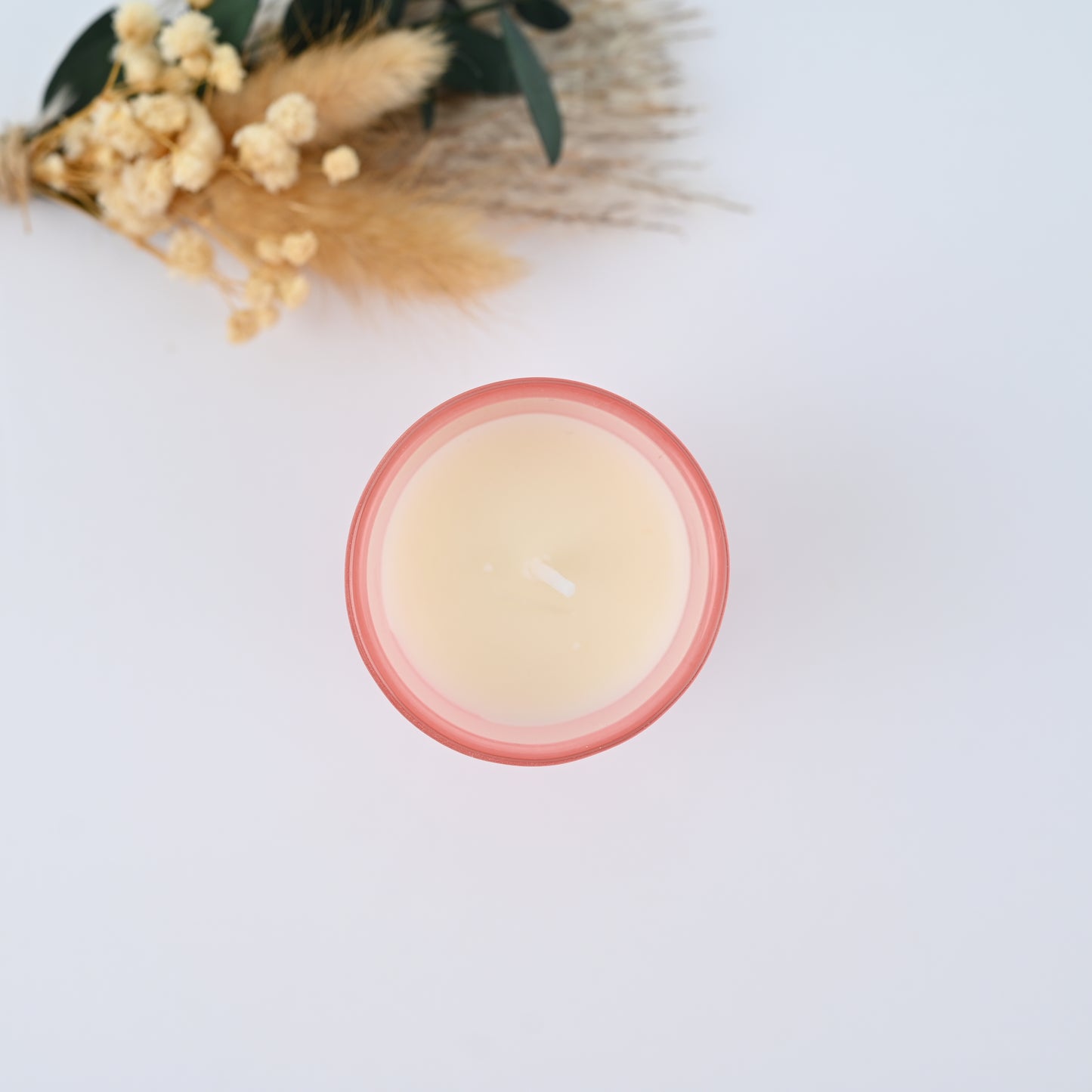 Hand-Poured Scented Candle in Frosted Pink Glass