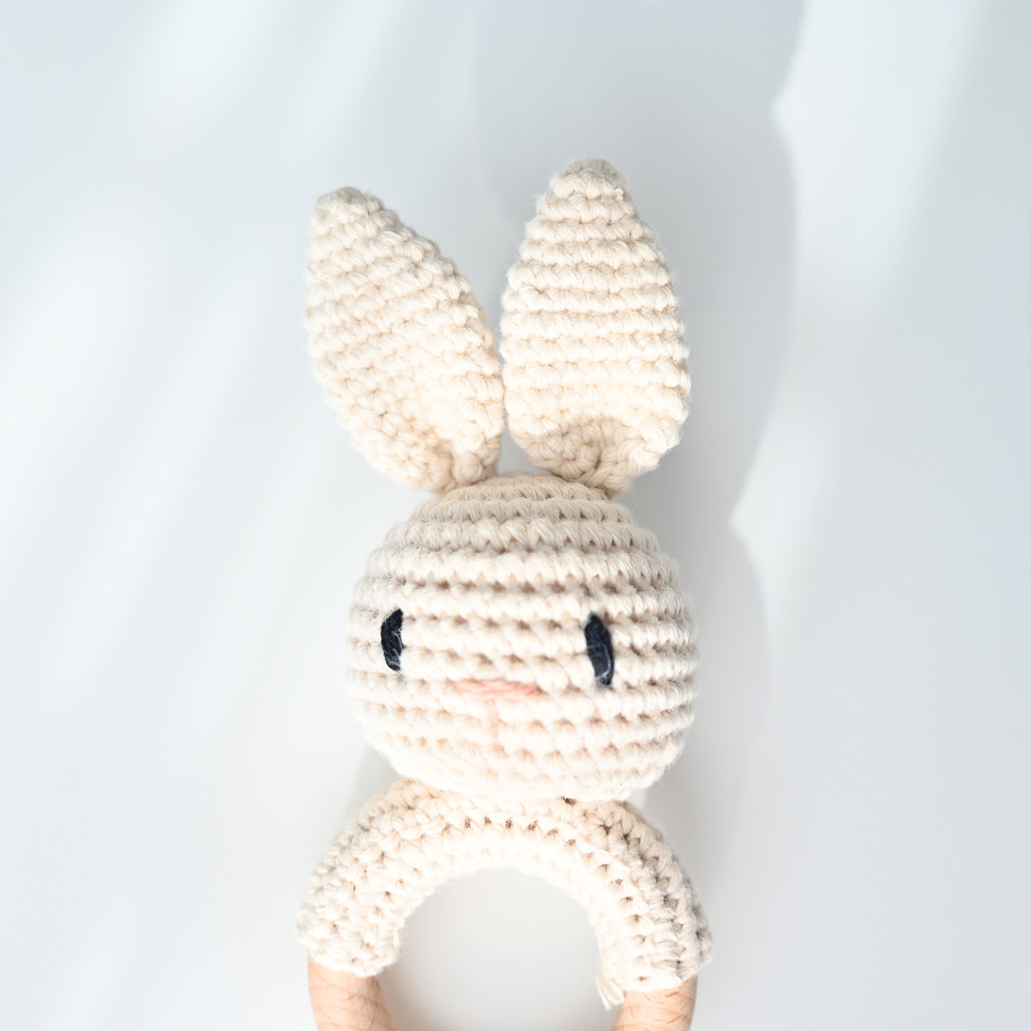 🐰 Handmade Crochet Bunny Rattle — Baby Teether Toy