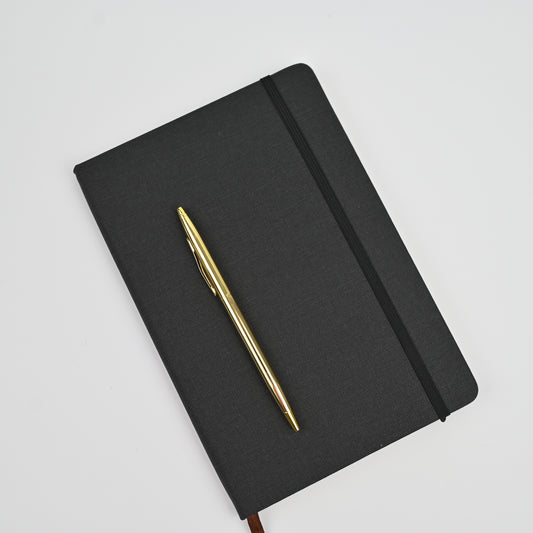 Modern Linen Hardcover Note Book and Gold Pen