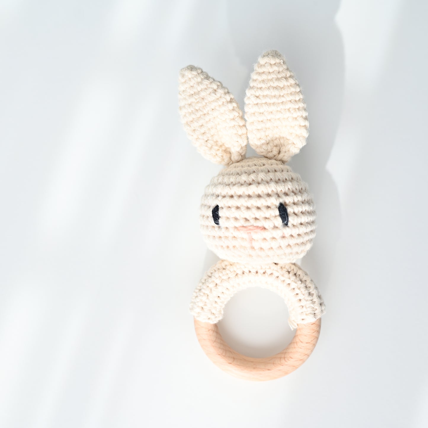 🐰 Handmade Crochet Bunny Rattle — Baby Teether Toy