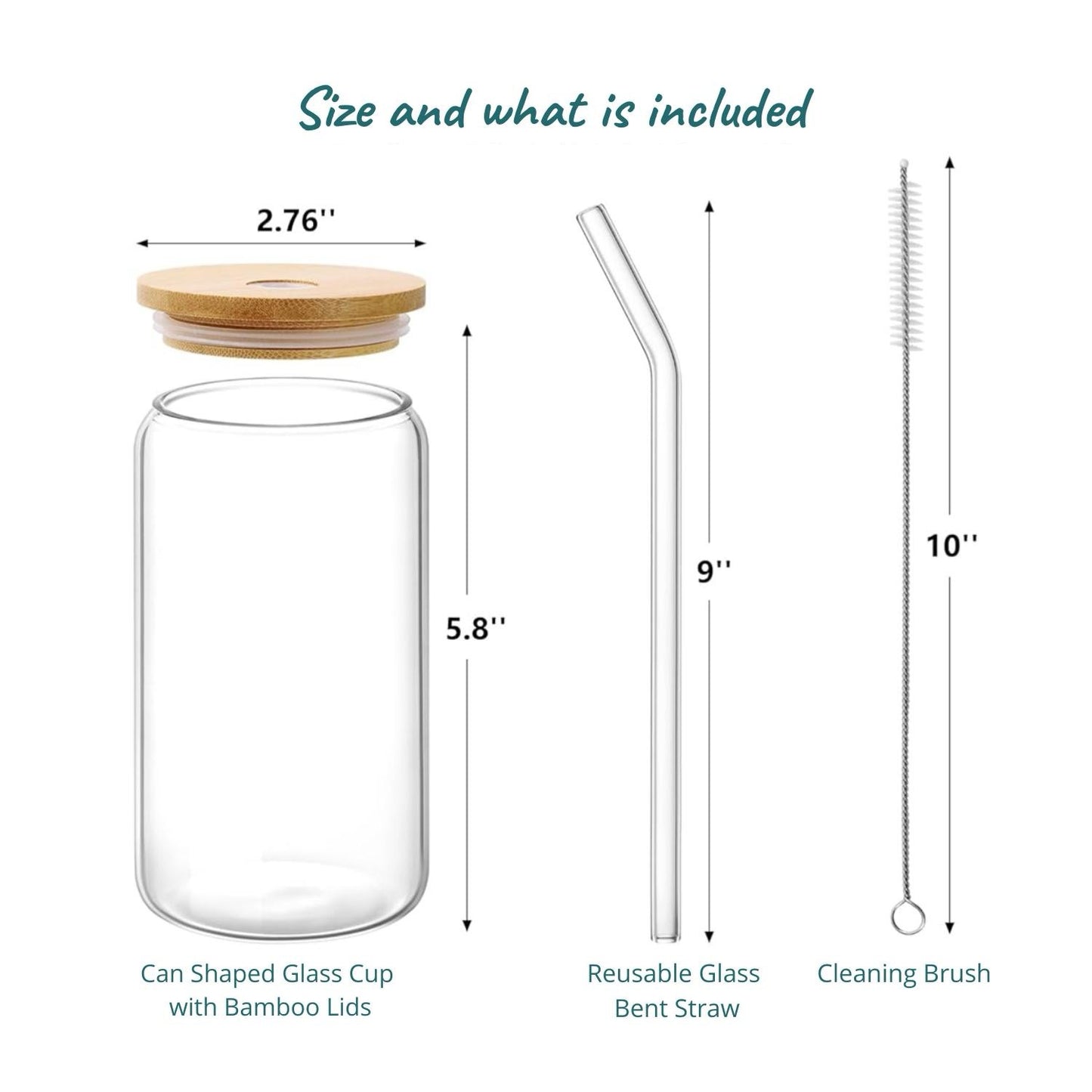 Glass Bows Can with Straw